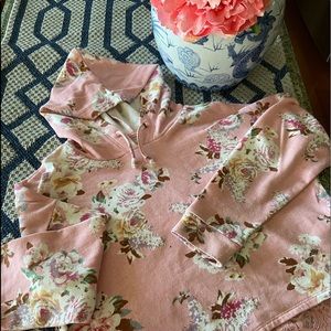 Pink light cotton hoodie with lace trim